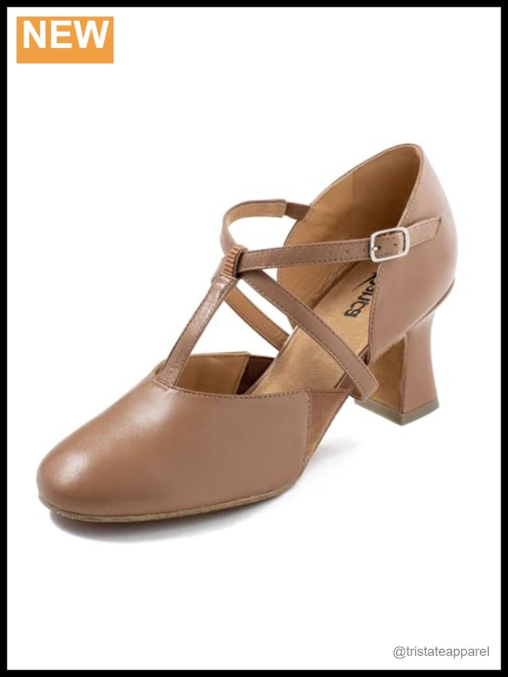 Heel T-Strap Professional Dance Shoes for Women Suede Sole Leather